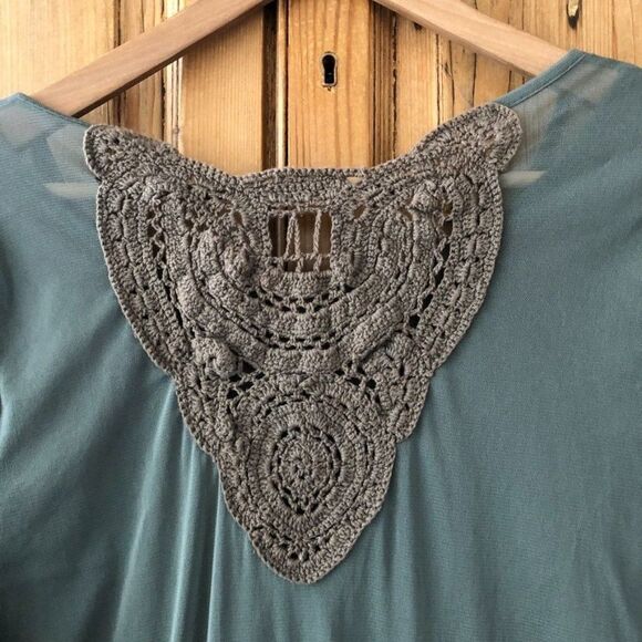 Soft Surroundings Womens Large Double Layer Crochet Back Detail Blouse Top - Picture 8 of 11